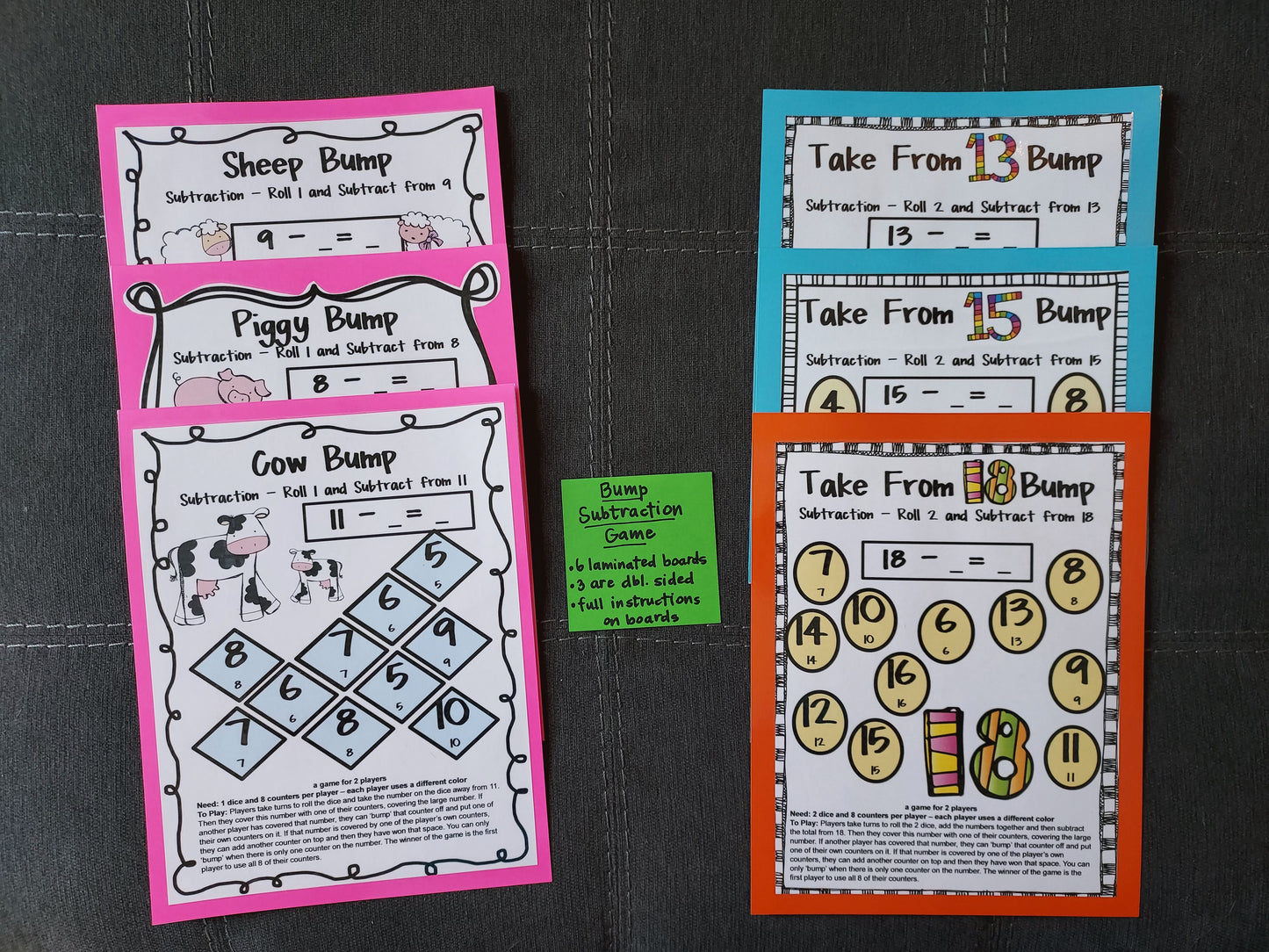 17 Ready-To-Go Math Facts Games (ideal for grades 1-2, lightly used, super fun!)