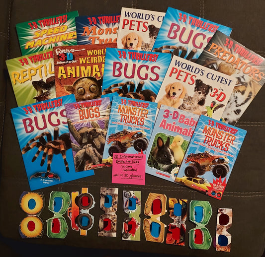 A Big Set of 3D Informational (Non-Fiction) Books for Kids with 3D Glasses