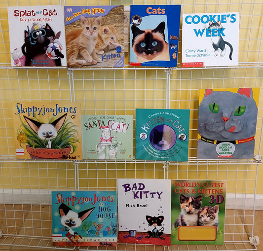 11 picture books ABOUT CATS for Kindergarten - 1st grade (used books, set #p4)