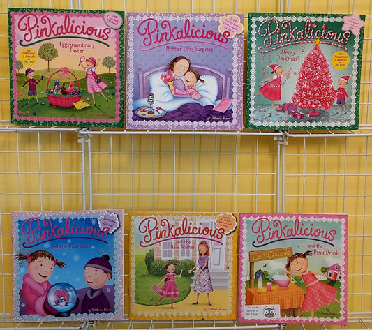 6 POP-UP PINKALICIOUS books for Kindergarten - 2nd grade (5 new & 1 used, set #p53)