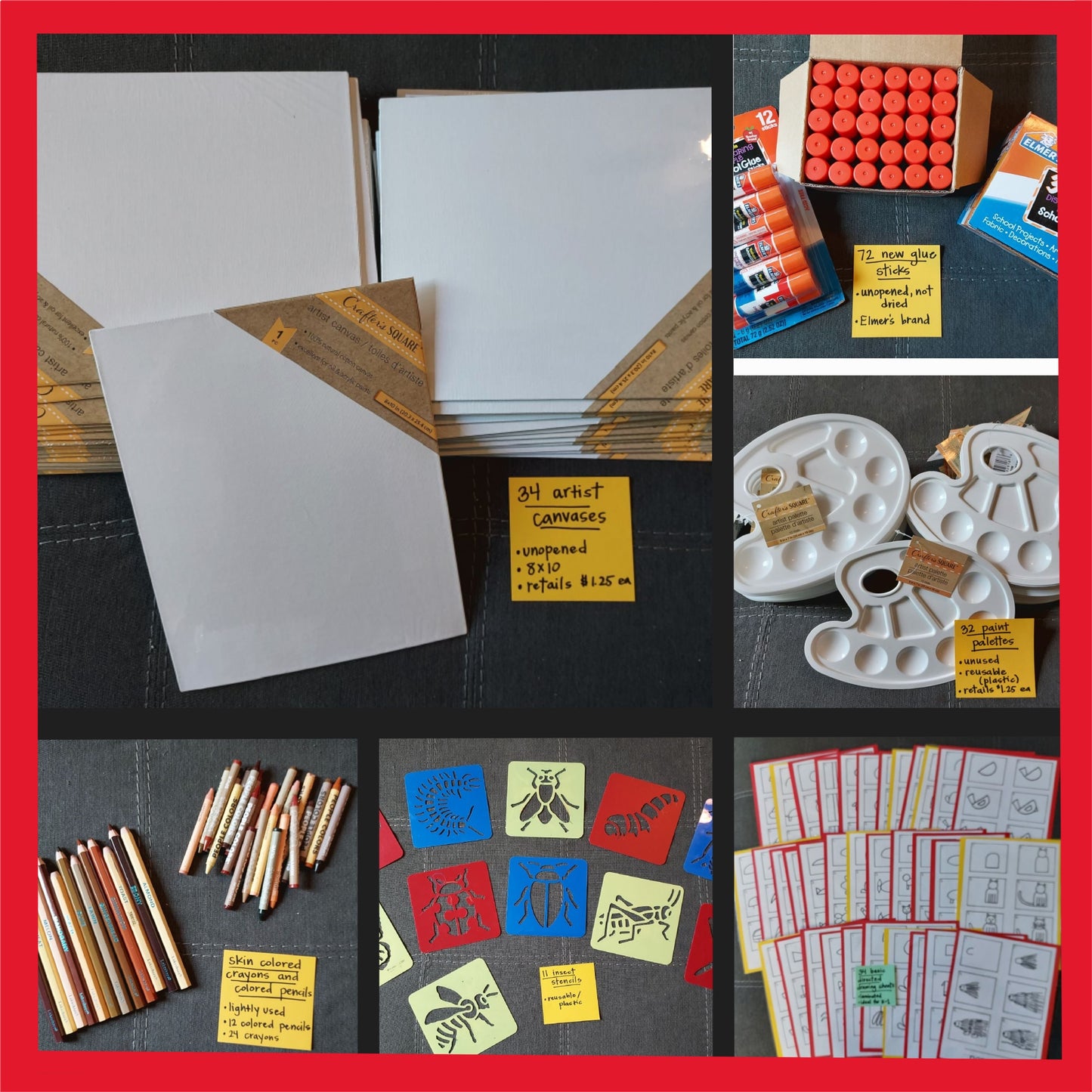 LOT OF ART SUPPLIES -- lightly used, perfect for classroom use or kids' home crafting