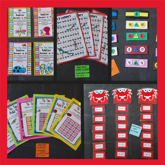 10 Ready-To-Go Math Facts Games  (ideal for K-1, lightly used, super fun!)